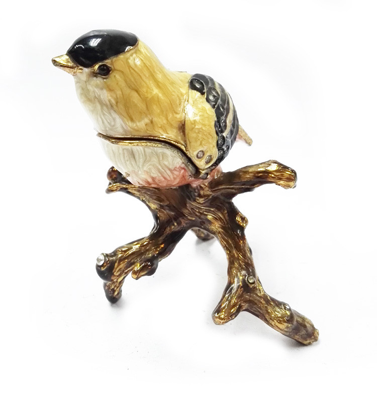 hot sell bird jewelry box metal pewter bird jewelry box bird metal trinket box