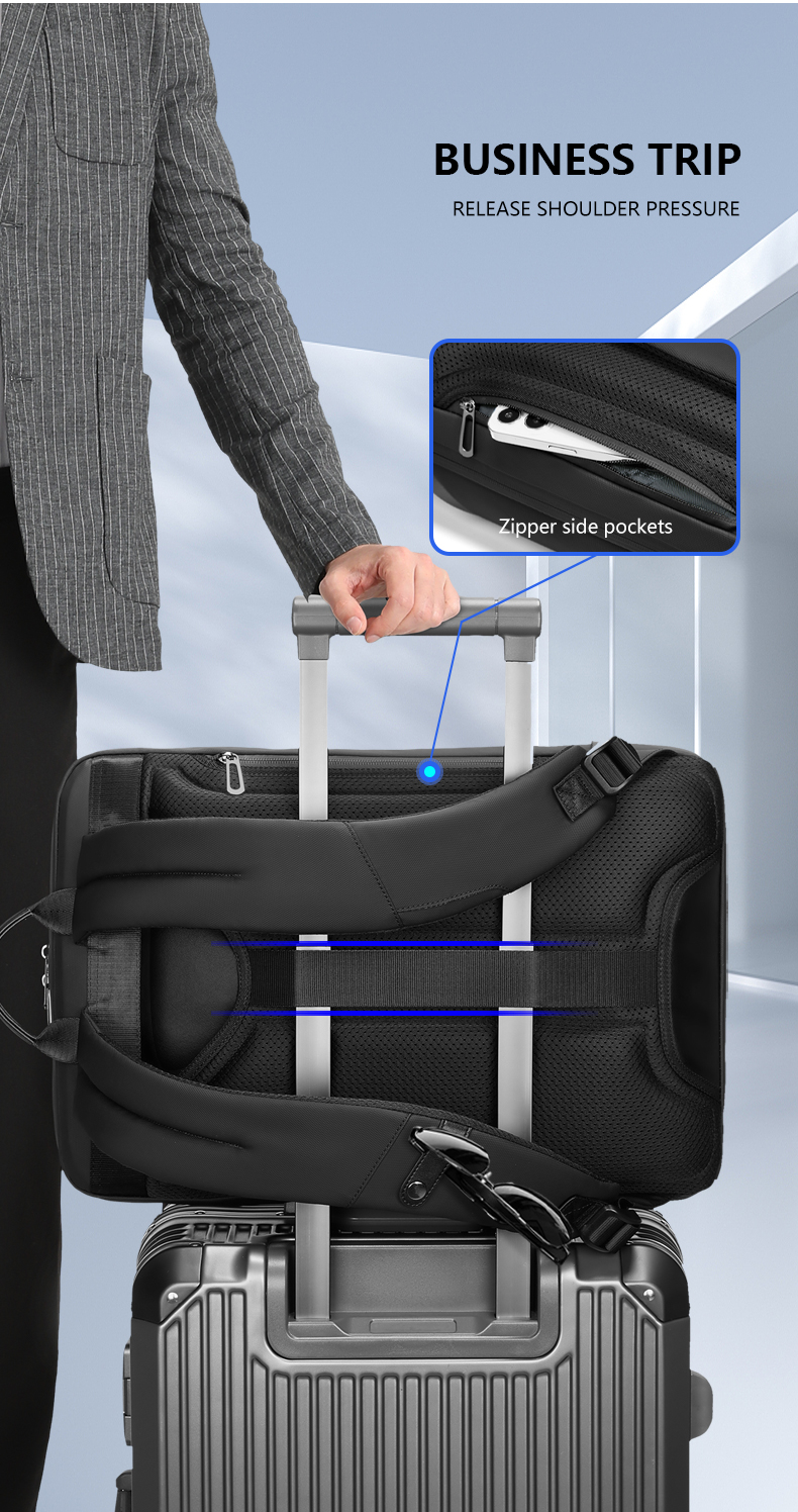 Zipper Closure Waterproof Business Backpack Dual Space Storage