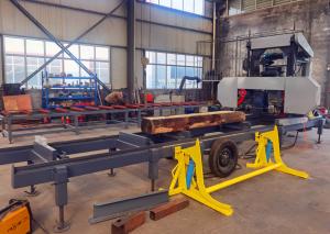 Quality MJ1000D horizontal diesel log portable band sawmill for log with mobile trailer wholesale