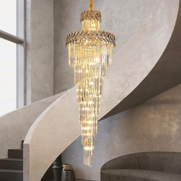 Hall Living Room Chandelier Smoky Gray Crystal Lamps art deco style gold