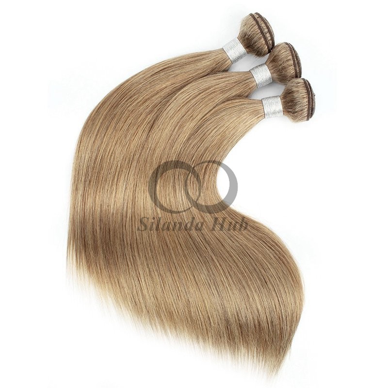 #8 Ash Brown Straight Remy Human Hair Bundles Sew In Weave Bundles Brazilian Bundle Deals