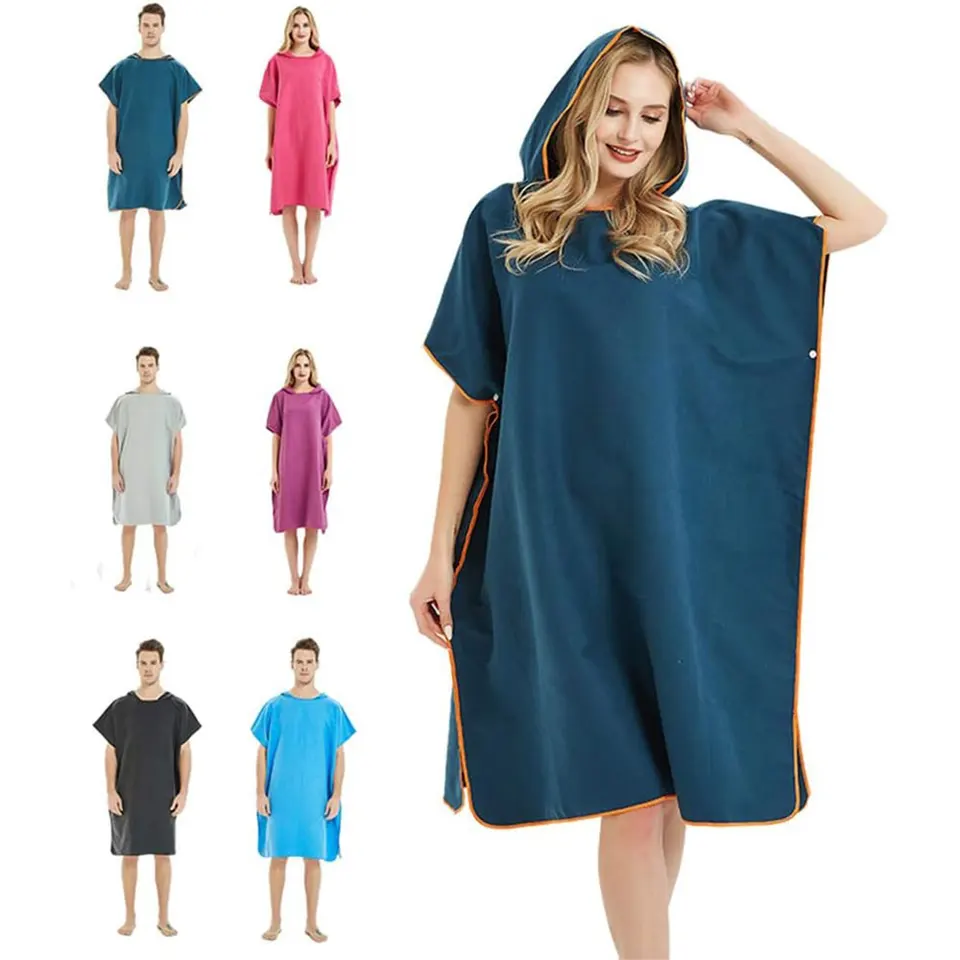 Wholesale Custom Logo Quick Dry Microfiber Surf Fast Dry Hooded Poncho Towel For Adults