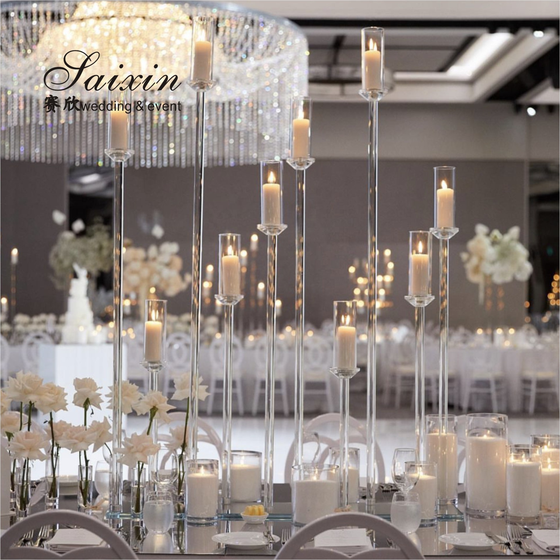 Hurricane Wedding Candle Holder Centerpieces Table Decor Tall 6pcs Set Glass Tubes