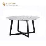 ECO Friendly Large Round Marble Dining Table white SGS Standard