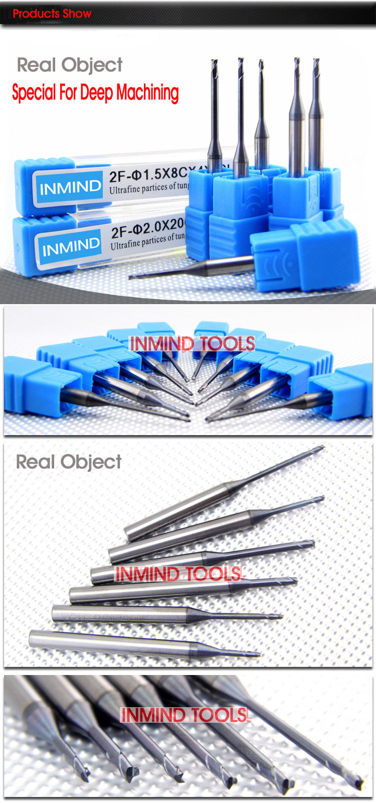 1mm - 4mm Long neck Square End Mill Cutter TiSiN Coating Copper Colour Grain Size 0.5um