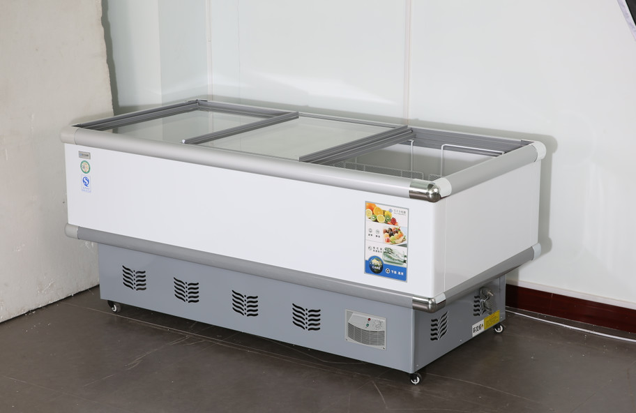 Horizontal island cabinet commercial direct cooling refrigeration and freeze display cabinet