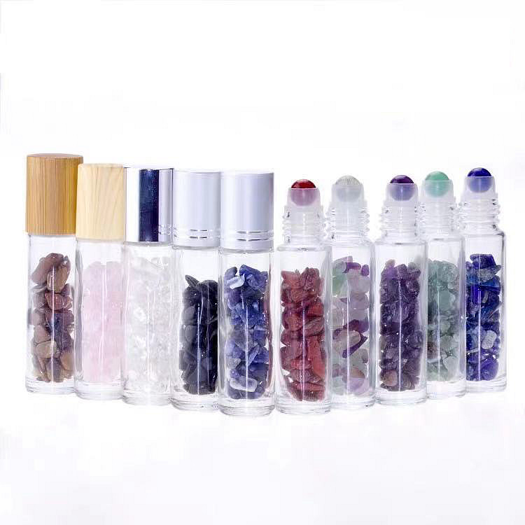 Bottle With Wooden Cap Crystal Roller Ball Empty Glass 10ml Roll On Perfume Bottles