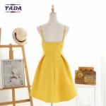 Korean style summer yellow spaghetti strap short umbrella ladies elegant dress