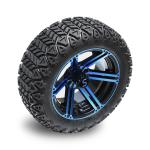 Golf Cart 14 Inch Blue/Glossy Black Wheels And 22 Inch Tall Off-Road Tires 4 PLY