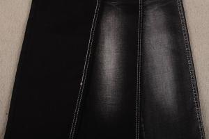 Quality 9.3 Oz Comfortable Sulfur Black Satin Stretch Acid Wash Denim Fabric Stocklot wholesale