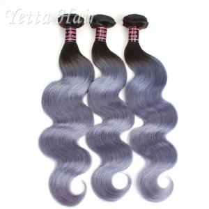 Quality Two Tone Unprocessed Brazilian Virgin Remy Hair , Grey Curly Human Hair Extensions wholesale