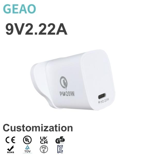 9V 2.22A GaN Quick Charger Output 20W Fast Charging Wall Charger