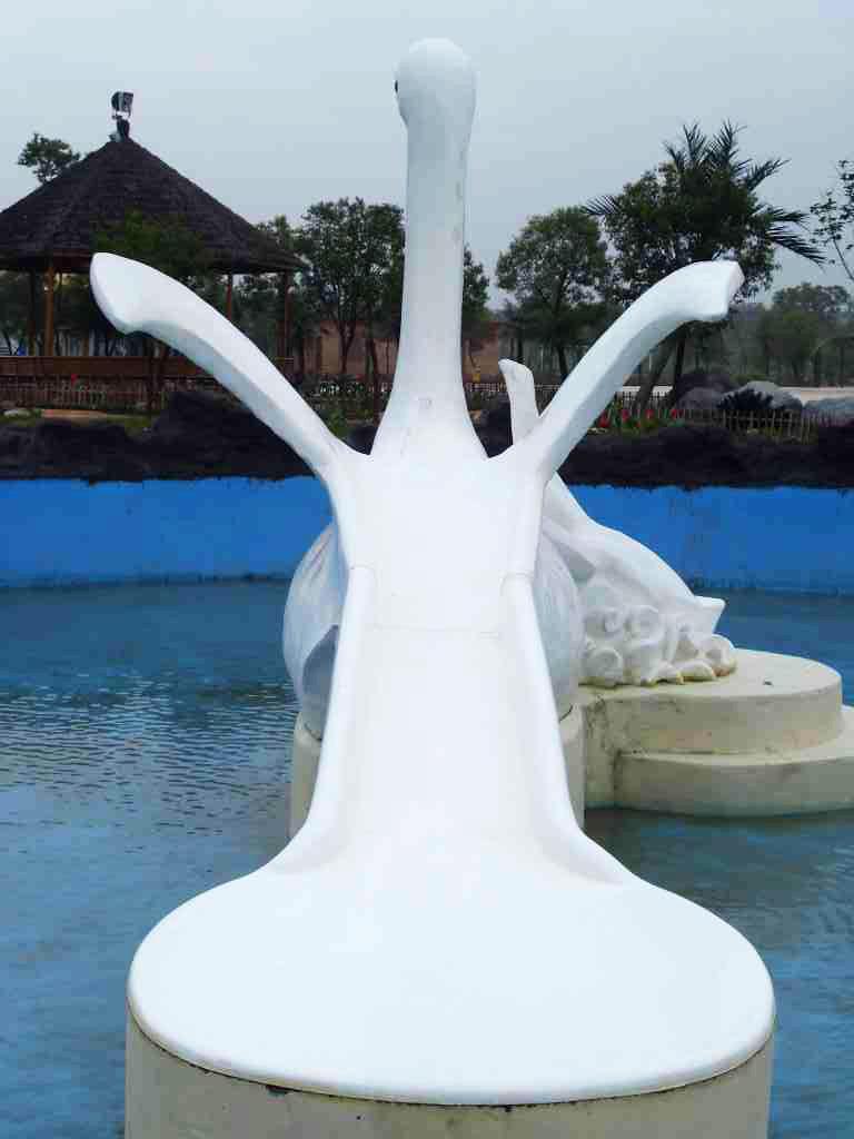 Kids Small Cartoon Swan Fiberglass Water Pool Slides For Aqua Park / Swimming Pool