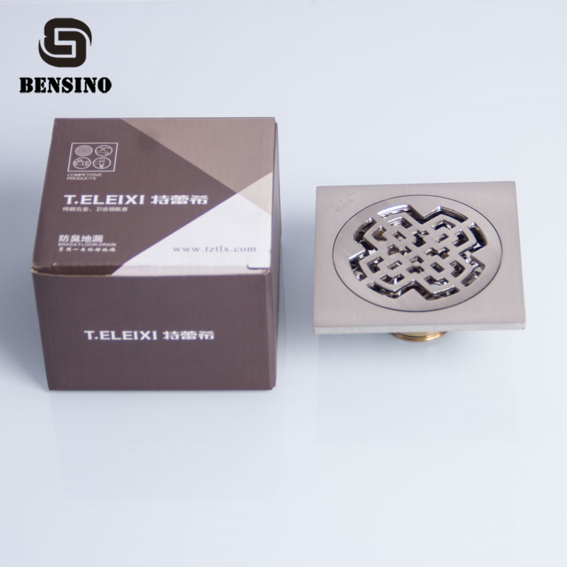 Nickel Drawing Square 10cm Bathroom Floor Drain Strainer