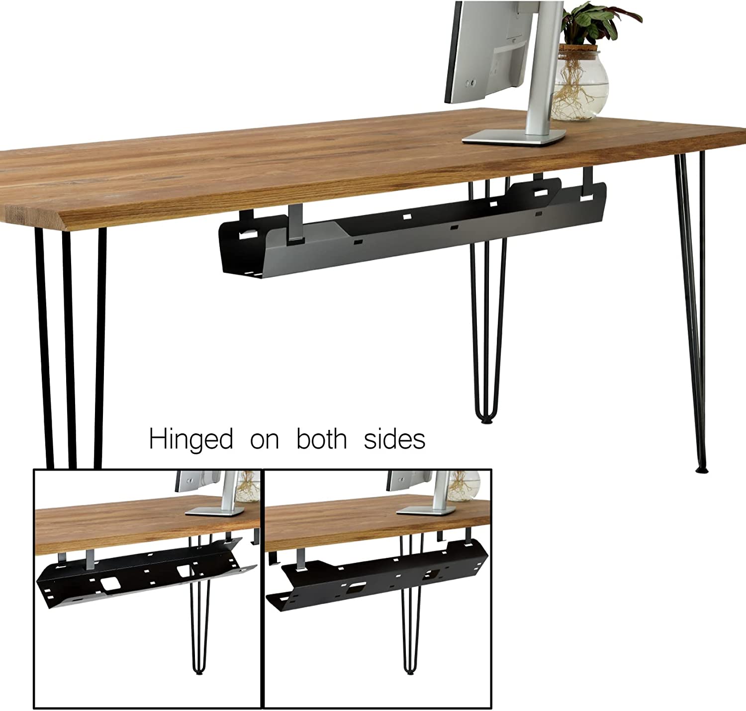 Organized Extension Block Storage Under Desk with 50*10*10cm Rectangle Cable Basket