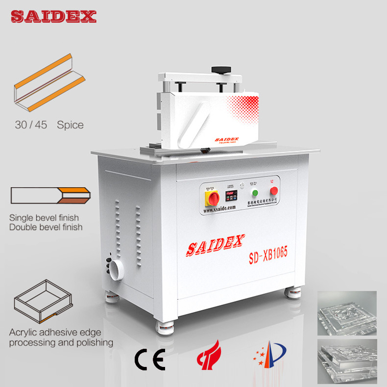 220V 50HZ/60HZ Acrylic R3 / R4 / R5 Rounded Corner Polishing And Trimming Machine Interchangeable Knives 45 Degree Bevelled Edge Chamfering Machine