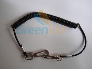 Quality Safety Lanyard Spring Coil Cable Heavy Duty Black Color 20cm Unstretched Length w/Snap Hooks wholesale