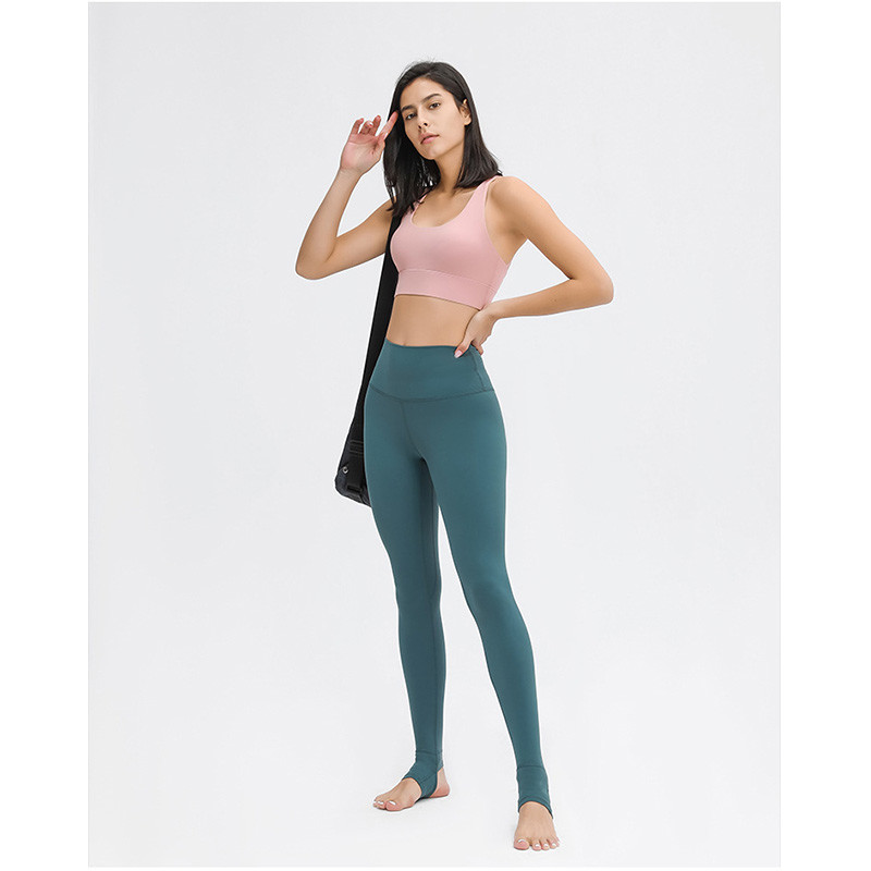 Solid Color Sports Capri Pants Slim Fit High Waisted Yoga Leggings With Pockets