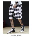 BEIANJI Cotton Polyester Black White Checkered Shorts Garment Dyed