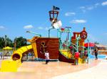 ROHS Mini Water Park Equipment Wood Pirate Ship With Fiberglass Slide