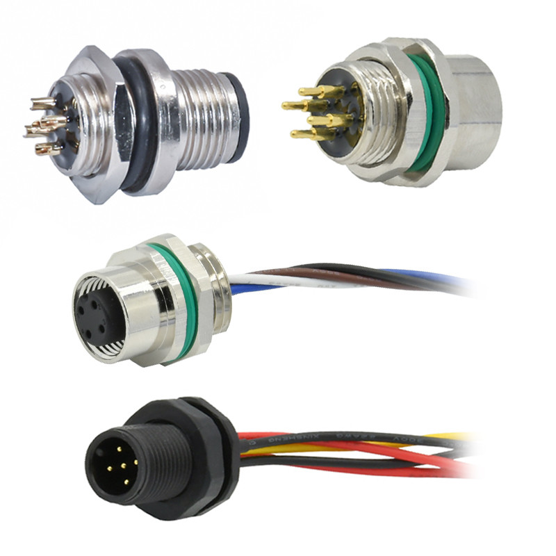 Sensor Screw Jack 5 Positions M12 Waterproof Receptacle Panel Mount M12 Wire Connector