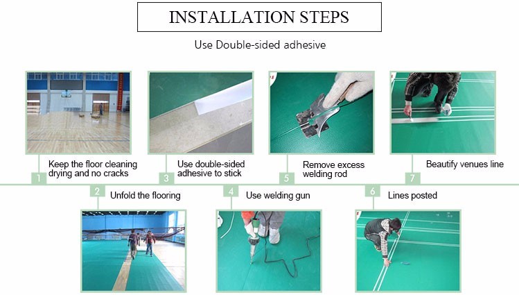 Red Waterproof PVC Vinyl Sports Flooring Anti Bacterial Basketball Venues