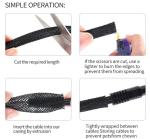 Black And Yellow Flexible PET Expandable Braided Sleeving Abrasion Resistant