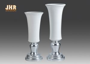 Quality White Fiberglass Floor Vases Homewares Decorative Items Silver Leaf Footed Table Vases wholesale