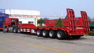 Quality 4 Axles 100 Tons Low Bed Truck Trailer For Crane Transportation Red wholesale