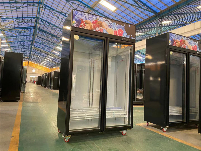 Commercial Refrigerated Glass Door Standing Freezer For Displaying Frozen Food Or Ice Cream