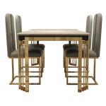 Luxury Stainless Steel Square Apartment Dining Table Assembly