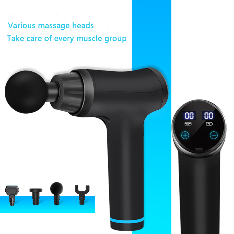 Full Body Handheld Muscle Massage Gun Black Deep Tissue Massager CE