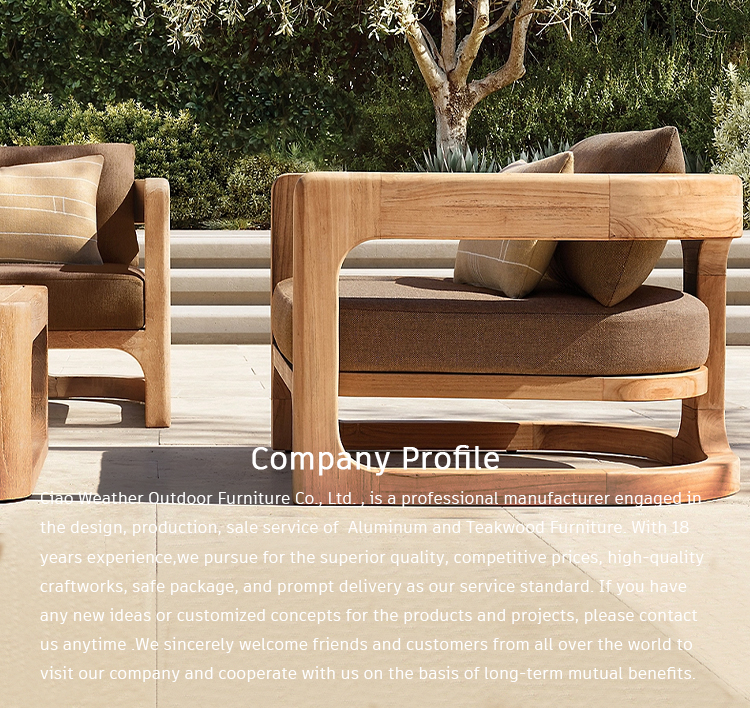 Water-resistant Fabric Cushion Excellent Natual Teak Outdoor Sofa Set Teak Outdoor Furniture Waterproof Sun Patio Set