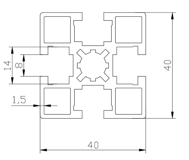 40 * 40 Extruded Aluminum T Slot , Aluminum T Slot Bar European Standard