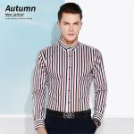 Long Sleeve Custom Men'S Dress Shirts Plaid Blue Flex Collar Fancy Popular