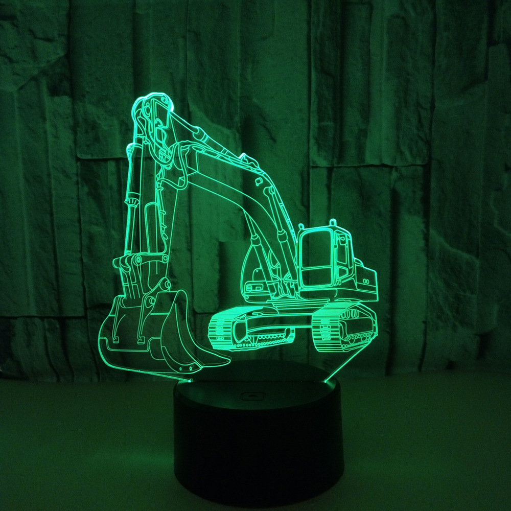 OEM logo picture Excavator 3D LED night light Colorful remote control touch Creative gift small table lamp