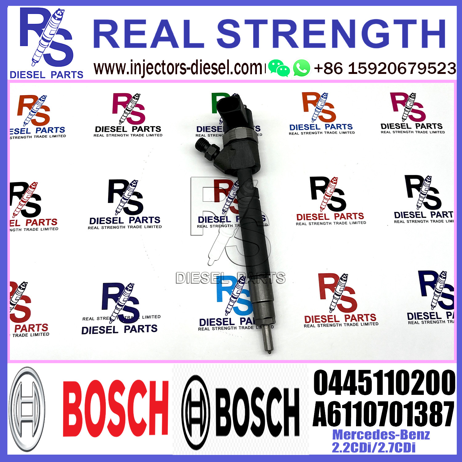 Diesel Fuel Common Rail Injector 0445110200 A6110701387 A6110701787 0445110199 For Mercedes-Benz 2.2CDi/2.7CDi Engine