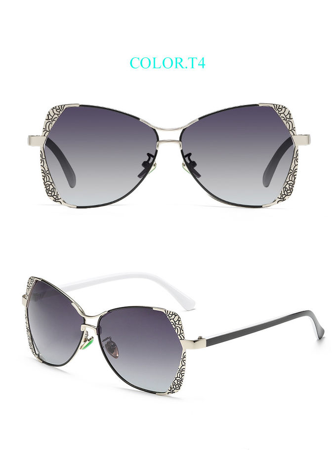 UV400 TAC Retro Metal Polarized Sunglasses 60MM Lens Frame Engraving