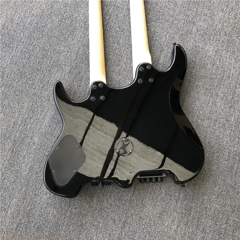 Custom Classic Black Steinberg Headless 4+6 Strings Electric Bass Guitar with Black Har support drop shipping