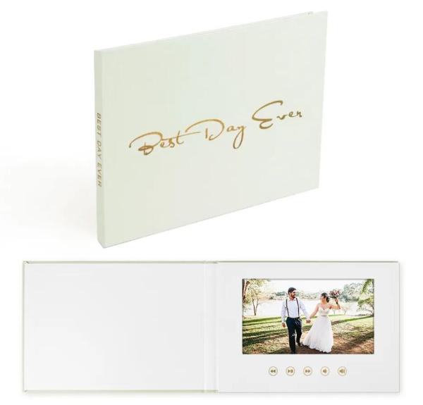 Custom MEMORIES GOLD FOIL Linen Video Book Wedding Linen Wedding Folder Booklet