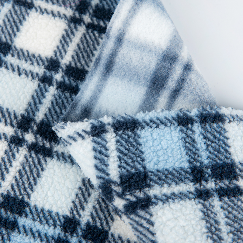 100% Polyester Check Design Sherpa Fleece Fabric Soft Fine Sherpa Fabric for Garments