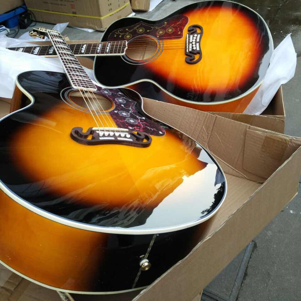 Sunset J200 classic acoustic guitar,Top quality J200vs electric acoustic guitar,Solid Sprue top,Factory Maple J200 guita