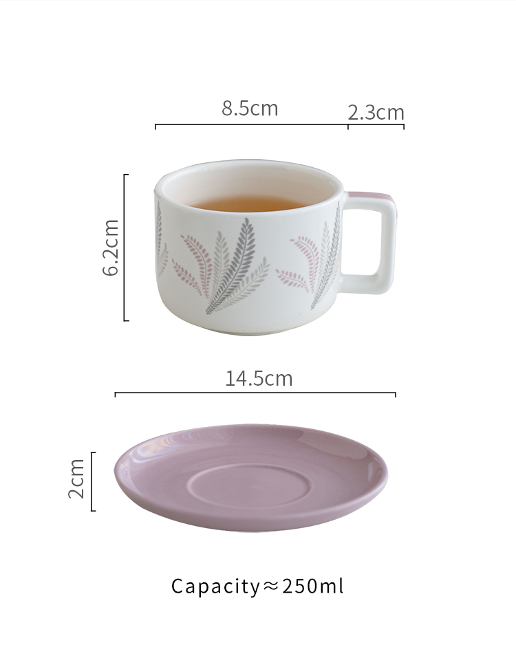 Custom Ceramic Coffee Cup And Saucer With Decal Nordic Design Style for Business Gifts