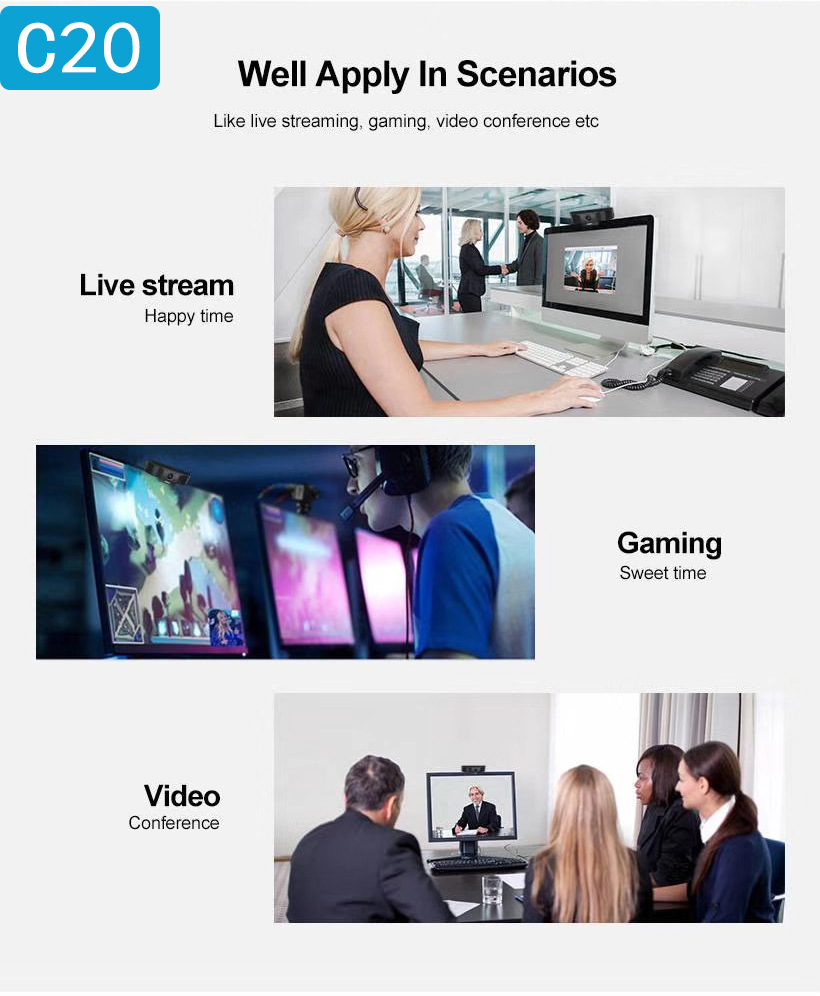 plug and play 1080P HD Webcams Computer Web Cam Live Streaming Webcam with Dual mics