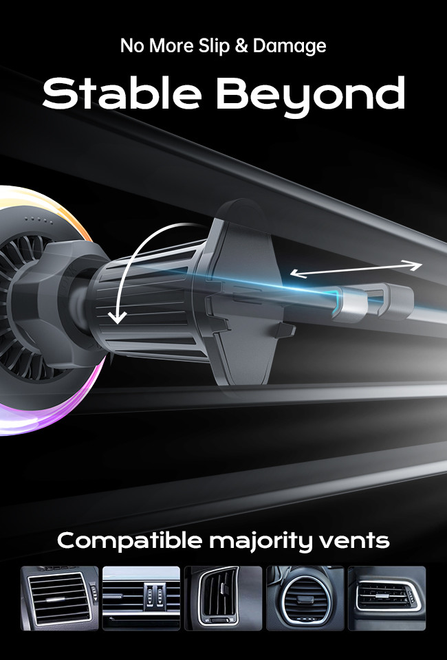Silent Cooling Fan Iphone Car Charger With Crystal Texture And Multiple Lighting Modes