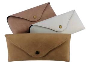 Quality Metal Button Closure Soft Leather Spectacle Cases wholesale