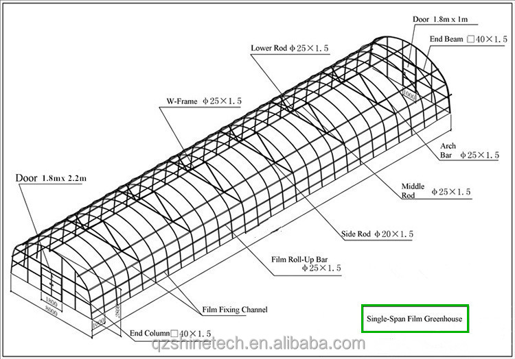 Single Span Agricultural Greenhouses Shading Net Film Greenhouse For Tomato Planting