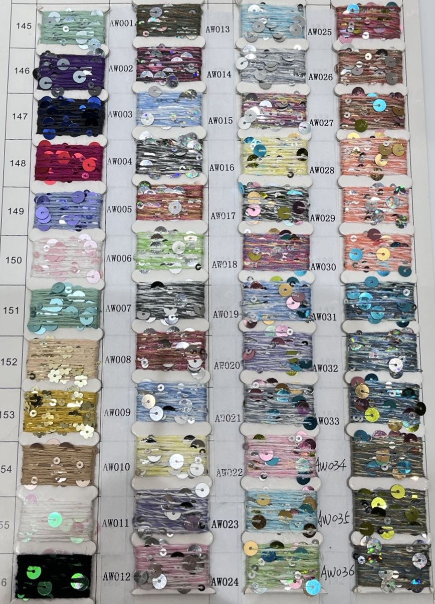 Customized 1/2.3NM Sequin Yarn Crochet Cotton Blended Yarn 55% Cotton 45% Polyester