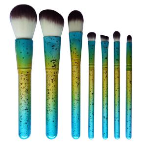 Quality Luxury Wood Handle Vegan Synthetic Hair Gradient Makeup Brush Kits Private Label wholesale