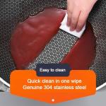 Hot Selling Kitchen 304 Stainless Steel Fry Pan Induction Bottom Honeycomb Non